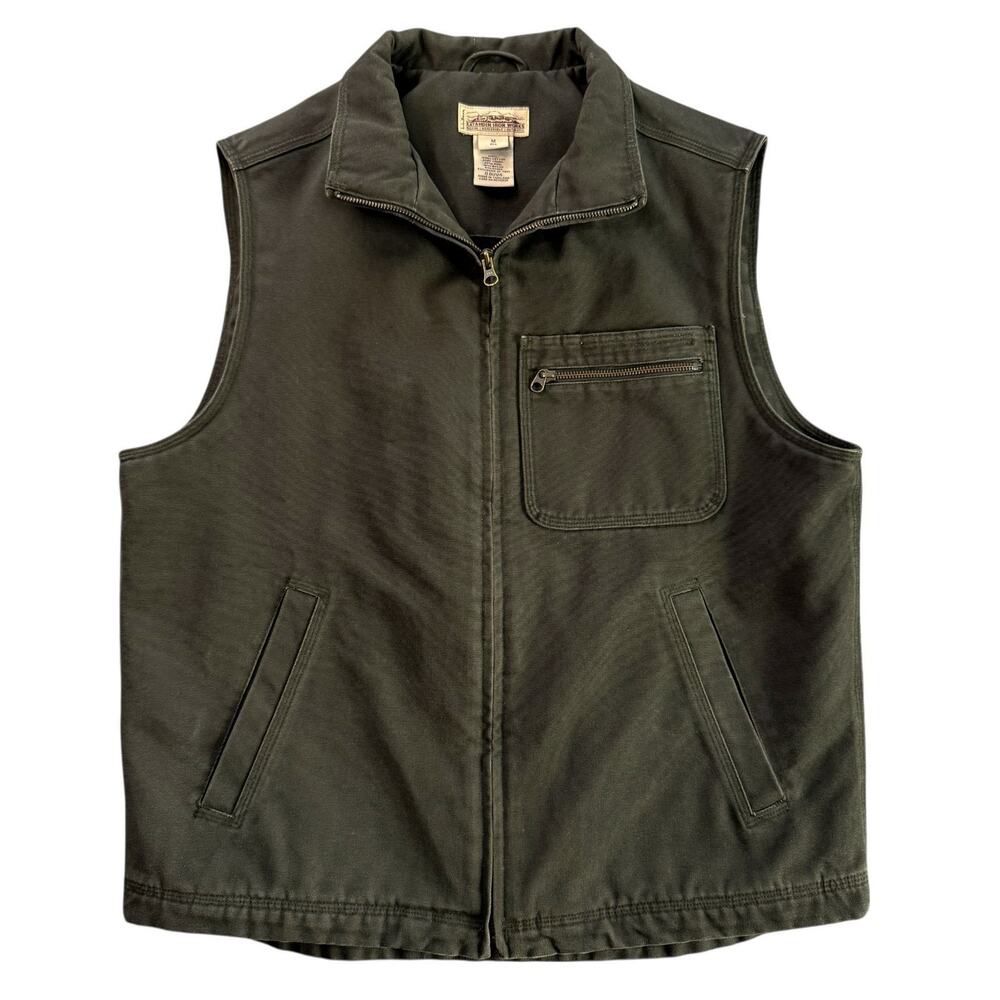 Vintage LL Bean Katahdin Iron Works Wool Lined Vest Green Mens M
